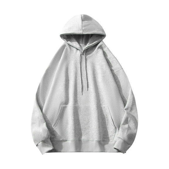 Turilly Plus Size Men's Casual Pullover Hoodie Suede Solid Color Men's Long Sleeved Hooded Hoodie