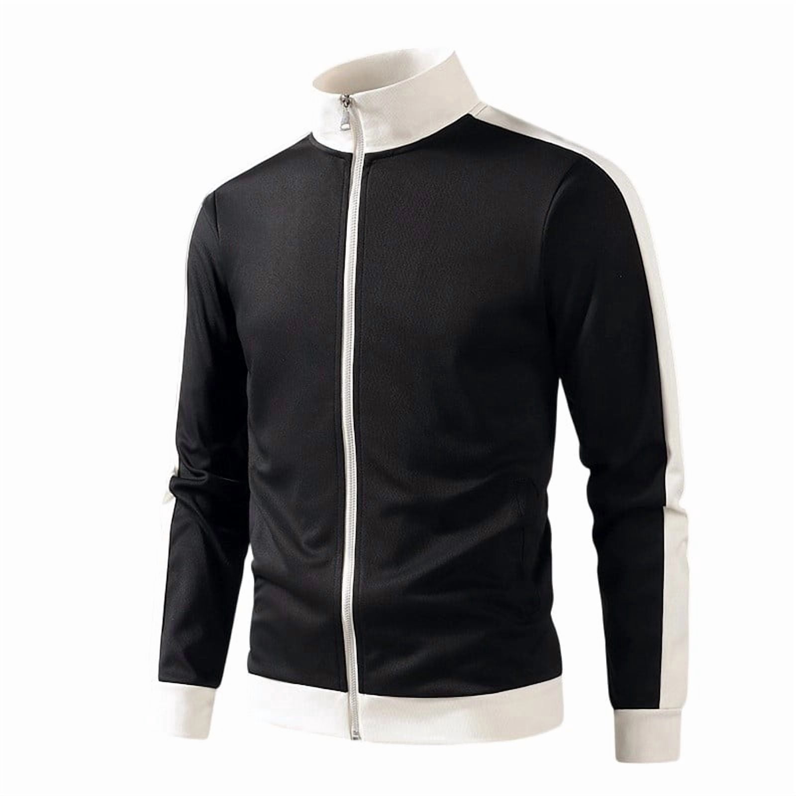 Track Fall Blocks Turilly Plus Size Men's Track Jacket Full Zip Stand Collar Color Block ...