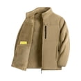 thumbnail image 1 of Turilly Plus Size Mens Fleece Jacket Stand Collar Full Zip Sherpa Lined Warm Coat with Zip Pockets for Fall Winter, 1 of 7