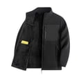 thumbnail image 1 of Turilly Plus Size Mens Fleece Jacket Stand Collar Full Zip Sherpa Lined Warm Coat with Zip Pockets for Fall Winter, 1 of 5