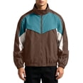 thumbnail image 1 of Turilly Plus Size Mens Retro Color Block Track Jacket Full Zip Stand Collar Casual Sports Windbreaker for Spring Fall, 1 of 9