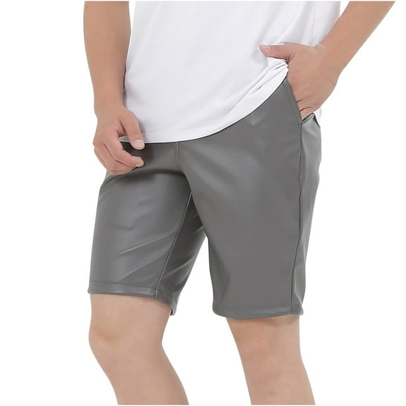 Turilly Plus Size Shorts for Men Casual Pure Color Outdoors Pocket Beach Leather Trousers Trouser Cargo Shorts Pant