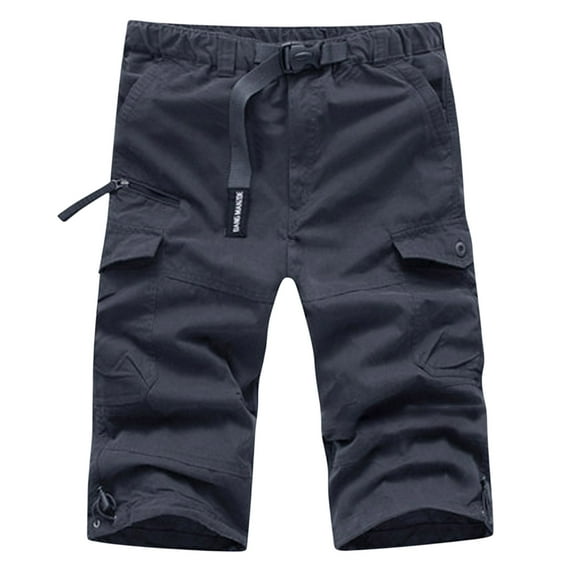 Turilly Plus Size Shorts for Men Casual Pure Color Outdoors Pocket Beach Work Trouser Cargo Shorts Pant