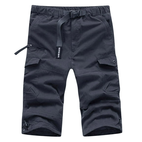 Turilly Plus Size Shorts for Men Casual Pure Color Outdoors Pocket Beach Work Trouser Cargo Shorts Pant