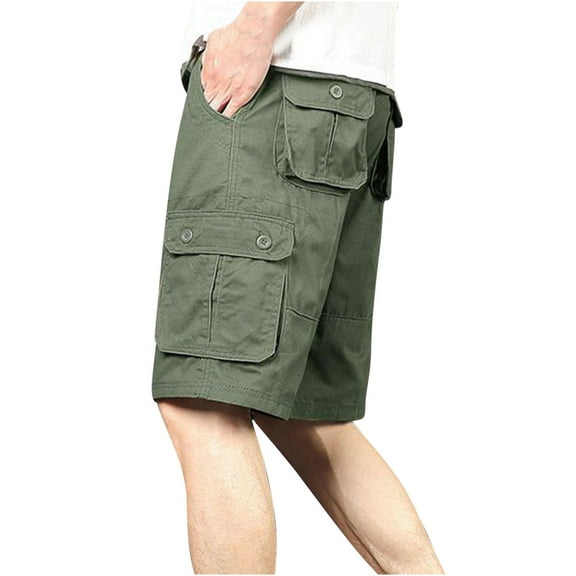Turilly Plus Size Shorts for Men Casual Pure Color Outdoors Pocket Beach Work Trouser Cargo Shorts Pant
