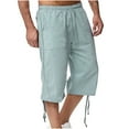 thumbnail image 1 of Turilly Plus Size Shorts for Men Men's Solid Cotton Drawstring Elastic Waist Cropped Shorts, 1 of 6