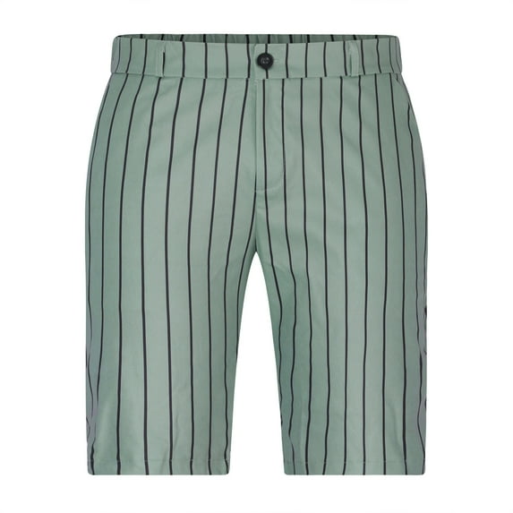 Turilly Plus Size Shorts for Men Stripe Casual Five-point Pants Suit Shorts with Pockets Button Pants