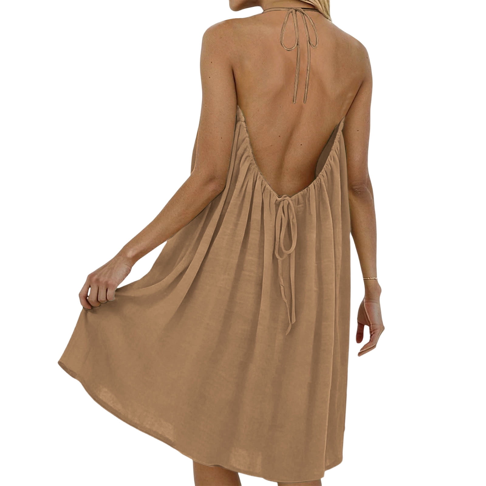 free people catching rays halter dress Turilly Plus Size Summer Dresses for Women 2026 Backless Cami Backless House Dress Long Sundress with Back Tie sage green convertible dress