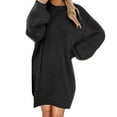thumbnail image 1 of Turilly Plus Size Winter Dresses for Women Women's Medium Length Long Sleeved Round Neck Loose Plush Dress, 1 of 4