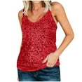 thumbnail image 1 of Turilly Sequin Tops for Women Sparkly Summer Tank Top for Club Solid Color Boat Neck Camis Tops, 1 of 7