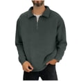 thumbnail image 1 of Turilly Sherpa Jacket for Men Men's Solid Color Long Sleeve Fuzzy Fleece Pullover Folding Collar Zipper Down Casual Jackets, 1 of 6