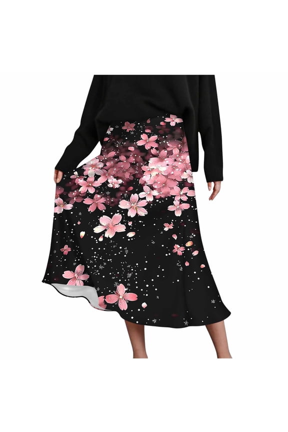 Summer Skirts for Women Elegant High Waist Wrap Skirt Boho Floral Print Vacation Style Soft Lightweight Midi Skirt