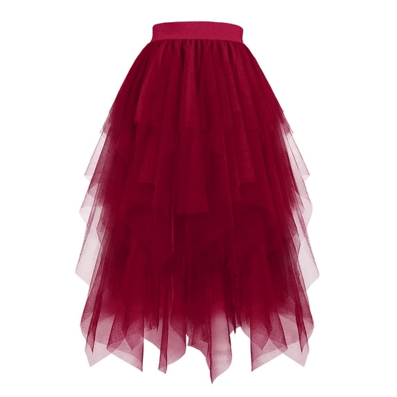 Turilly Summer Skirts for Women Tulle Skirts Layered Puffy Fairy Skirts Midi Length Irregular Tutu Skirt