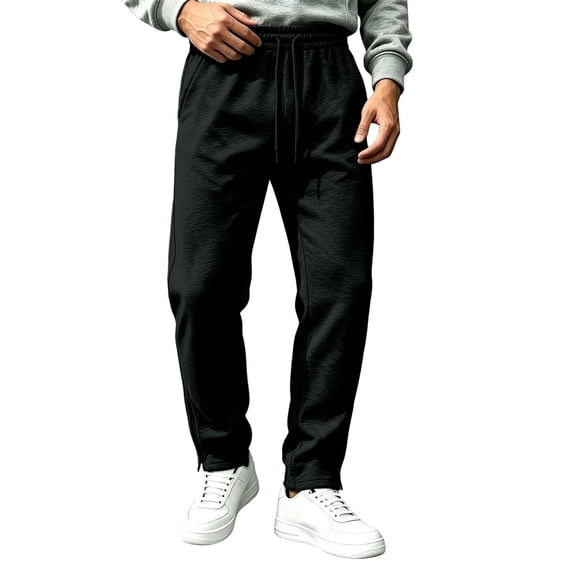 Turilly Sweatpants Men's Straight Leg Sweatpants with Ankle Zippers Drawstring Elastic Waist Casual Track Pants