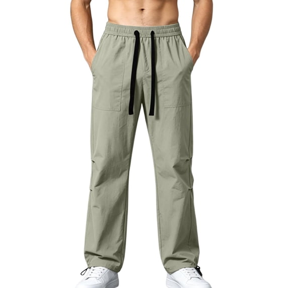 Turilly Sweatpants Plus Size Men's Relaxed Fit Cargo Pants Front Patch Pockets Drawstring Elastic Waist Casual Trousers