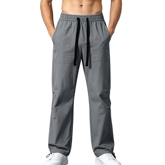 Turilly Sweatpants Plus Size Men's Relaxed Fit Cargo Pants Front Patch Pockets Drawstring Elastic Waist Casual Trousers