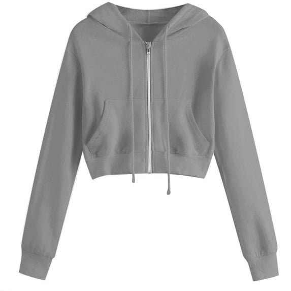 Turilly Teen Girls Crop Sweatshirts 2024 Casual Zipper Hoodies with Pocket Workout Crop Tops