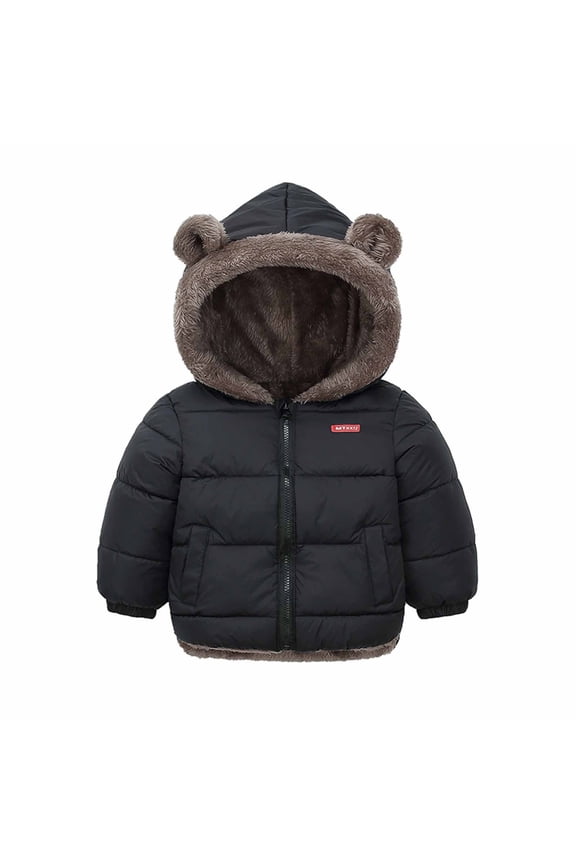 Toddler Baby Boys Girls Winter Fleece Padded Jacket Hooded Zip Jacket Coat