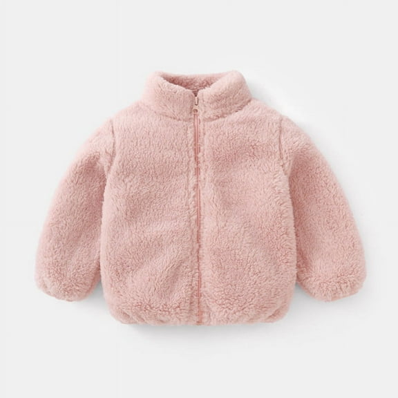 Turilly Toddler Baby Grils Fleece Outwear Boys Zipper Solid-color Thick Kids Warm Coat
