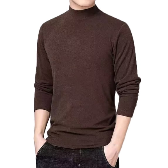 Turilly Tops for Men Comfortable Men's Derung Turtleneck Vintage Solid Color Elastic Pullover Fleecing Trend Sweater Top