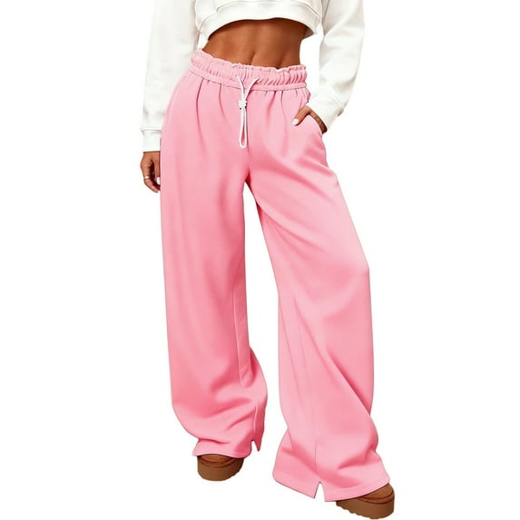 Turilly Wide Leg Joggers for Women Women's Casual Trousers Solid Color Large Size Running Fitness Sports Pants With Pockets