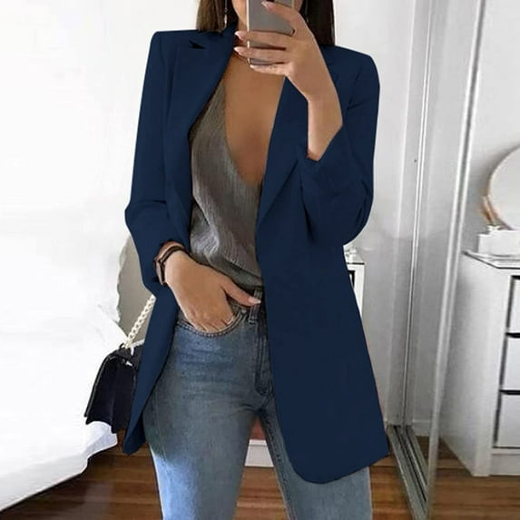 Turilly Winter Coats for Women Women Solid Long Sleeve Office Coat Cardigans Suit Long Blouse Tops