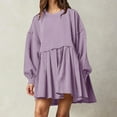 thumbnail image 1 of Turilly Winter Dresses for Women Fashion Women's Casual Over Sized Sweatshirt Long Sleeve Dress Round-Neck Ladies Patchwork Mini Dresses, 1 of 8
