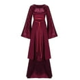 thumbnail image 1 of Turilly Women Casual Halloween Long Sleeve Splicing Solid Gothic Cosplay Dress, 1 of 5