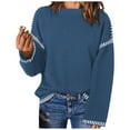 thumbnail image 1 of Turilly Women Casual Solid Knitting Tops Loosing Long Sleeve Round Neck Sweaters Blouse, 1 of 4