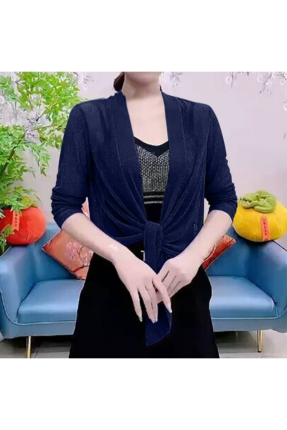 Women Coats Winter Jacket Women Soft Chiffon Open Front Sheer Long Sleeved Cardigans for Evening Dress