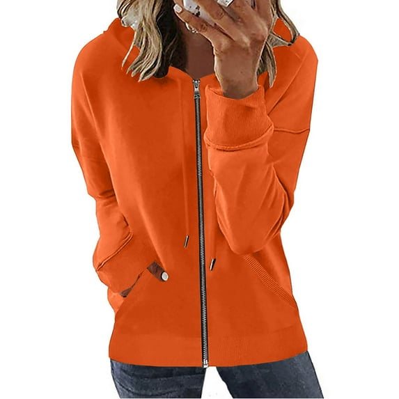 Turilly Women Coats Winter Jacket Fashion Woman Long Sleeve Zipper Open Front Loose Outerwear Printing Blouse Coat Tops Pockets Hooded Blouse