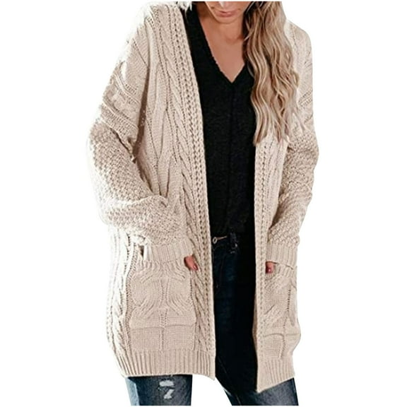 Turilly Women Coats Winter Jacket Women Medium Length Dough Twists Pocket Knitted Cardigan Fashionable Coat