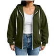thumbnail image 1 of Turilly Women Fall Winter Solid Zip Up Hoodies, Long Sleeve Casual Oversized Hooded Sweatshirt Jacket Outerwear Tops, 1 of 6