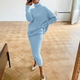 thumbnail image 1 of Turilly Women Ladies Clothes Set of 2 Women Casual Solid Knitting Slimming Hip Wrap Long Sleeve Turtleneck Sweaters Skirt Suit, 1 of 5