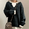 thumbnail image 1 of Turilly Women Long Sleeve Solid Color Round Neck Top Casual Loose Knitted Sweaters Blouse, 1 of 5