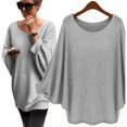 thumbnail image 1 of Turilly Women Oversized Batwing Knitted Pullover Loose Sweater Gray, 1 of 4