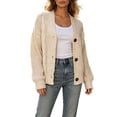 thumbnail image 1 of Turilly Women's Cable Knit Button Down Cardigan Sweater, Relaxed Fit Long Sleeve Open Front Knitwear for Fall Winter, 1 of 6