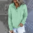 thumbnail image 1 of Turilly Women's Casual Hoodies Fall Solid Long Sleeve Sweatshirt Button Down Drawstring Pullover Top Blouse with Pocket, 1 of 8