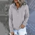 thumbnail image 1 of Turilly Women's Casual Hoodies Fall Solid Long Sleeve Sweatshirt Button Down Drawstring Pullover Top Blouse with Pocket, 1 of 8
