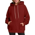thumbnail image 1 of Turilly Women's Casual Hoodies Solid Color Drawstring Long Sleeved Top Loose Hooded Sweatshirts, 1 of 6
