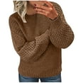 thumbnail image 1 of Turilly Women's Casual Long Sleeve Sweaters Round Neck Knitted Stripe Loose Sweater Tops, 1 of 5