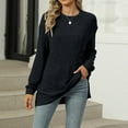 thumbnail image 1 of Turilly Women's Casual Solid Round Neck Pocket Hem Slit Loose T-shirt Top, 1 of 6