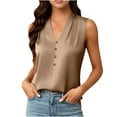 thumbnail image 1 of Turilly Women's Casual Temperament Tanks Satin V-Neck Sleeveless Blouse with Button, 1 of 5