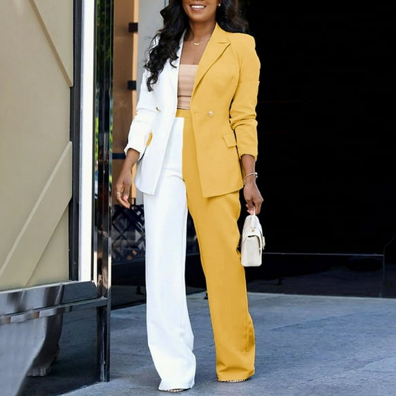 Turilly Women's Clothes Sets for Comfort Women's Fashion Casual Loose Color BlockingSuit Suit Office Two-piece Suit