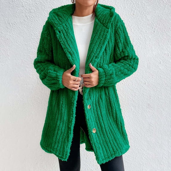 Turilly Women's Coats and Jackets Fashion Women Long Sleeved Cardigan Solid Designs Relaxed Loose Hooded Casual Outwear