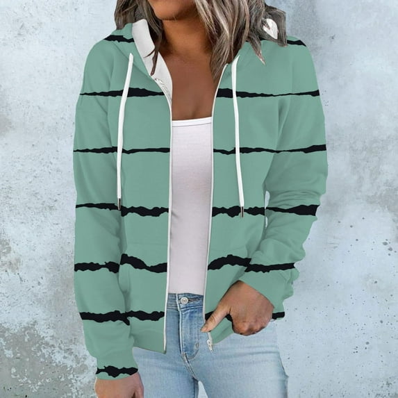 Turilly Women's Coats and Jackets Women Fashion Printed Blouse Long Sleeve Tops Sweatshirt Pockets Hoodied