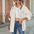 thumbnail image 1 of Turilly Women's Coats and Jackets Women's Casual Lapel Loose Lantern Sleeve Corduroy Shirt Long Sleeve Hoodless Casual Coat Jacket, 1 of 5