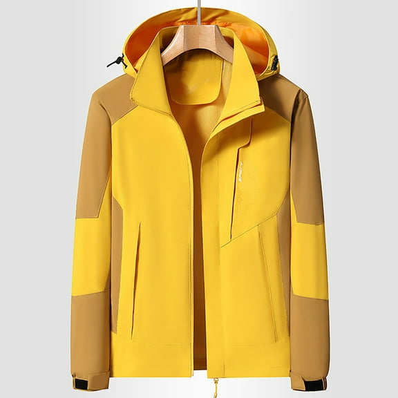 Turilly Women's Coats and Jackets on Sale Women Solid Rain Jacket Outdoor Hooded Raincoat Windproof Top