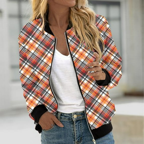 Turilly Women's Coats and Jackets Women's Fashion Long Sleeve Zipper Print Outing Causal Coat Cardigan