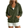 thumbnail image 1 of Turilly Women's Corduroy Henley Hoodie Half-Button Drawstring Pullover Sweatshirt with Kangaroo Pocket for Fall and Winter, 1 of 6